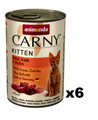 Animonda Cat Carny Kitten Rind, Kalb und Huhn 6x400g 
