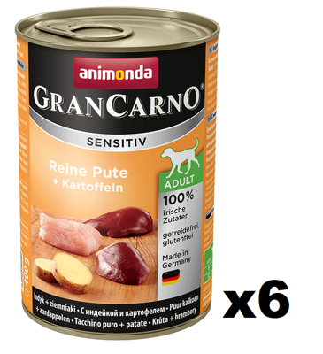 Animonda Dog GranCarno Adult Sensitiv Reine Pute und Kartoffeln 6x400g