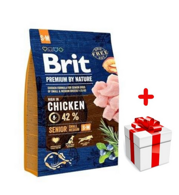 BRIT Premium By Nature Senior S+M 3kg+ Überraschung für den Hund