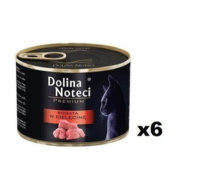 Dolina Noteci Premium Nasses Katzenfutter reich an Kalbfleisch 6x185g