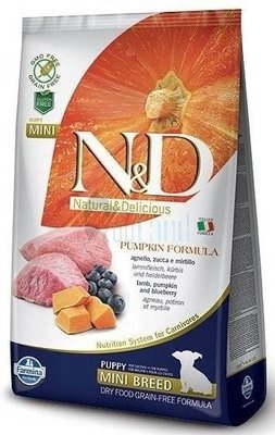 FARMINA N&D PUMPKIN Mini PUPPY Lamm Heidelbeere Natural & Delicious 7kg + GRATIS TRIXIE Hundekotbeutel 4 Rollen