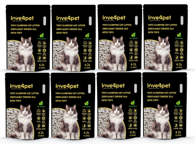 Love4pet super klumpende Tofu-Streu 8x2.5kg 4.3L für Katzen