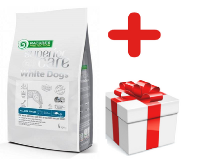 NATURES PROTECTION Superior Care White Dog White Fish All Sizes and Life Stages 4kg + Überraschung für den Hund