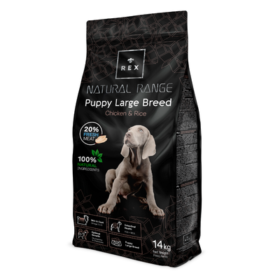 Rex Natural Range Puppy Large Breed Chicken & Rice 14kg + Überraschung für den Hund