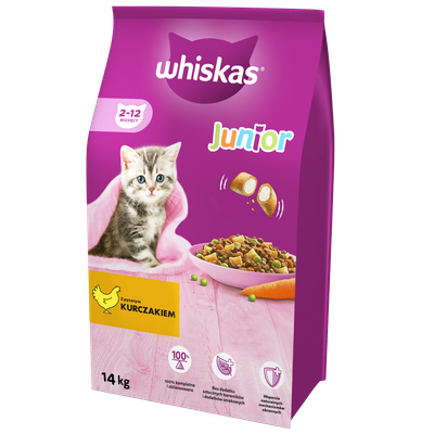 WHISKAS Junior Chicken Huhn 14kg + GIMBORN Gim Cat Paste Multi-Vitamin 50g -3% billiger!!!
