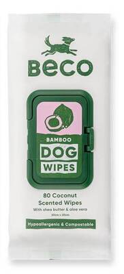  BECO Bambustücher für Hunde – 100 % kompostierbar 80 Stück (Kokosduft)