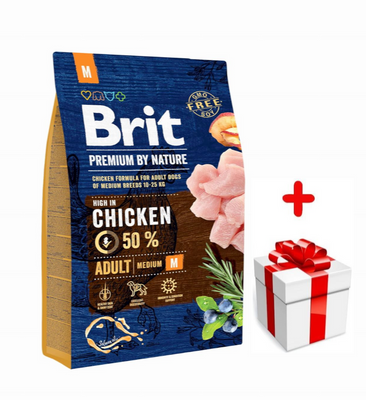 BRIT Premium By Nature Adult M 3kg +Überraschung für den Hund