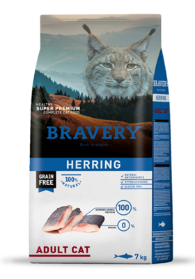 Bravery Cat Adult Herring 7kg + Überraschung für die Katze