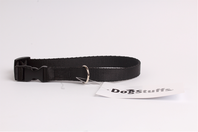DogStuffs Halsband mit Kunststoffschnalle 20mm/30-55cm schwarz