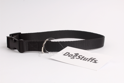 DogStuffs Halsband mit Kunststoffschnalle 25mm/34-60cm schwarz