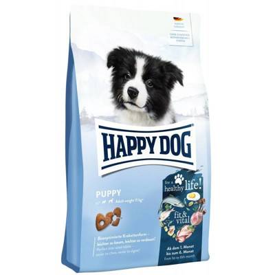 HAPPY DOG Fit&Vital Puppy Trockenfutter für Welpen, 1-6 Monate, 10 kg + Überraschung für den Hund