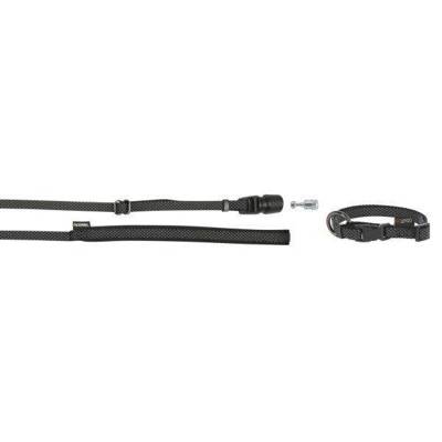 KERBL GoLeyGo Set, Halsbänder+ Leinen mit Adapter 15mm x 29-45cm, 1cm x 1,4-2m, schwarz, S, max.15kg