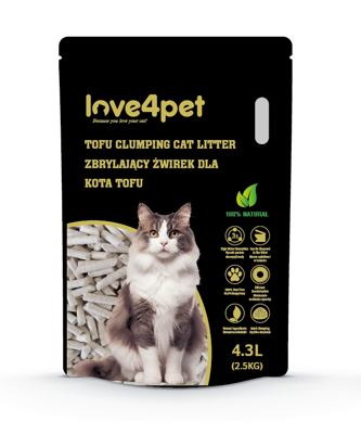Love4pet super klumpende Tofu-Streu 2.5kg 4.3L für Katzen