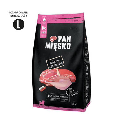 PAN MIĘSKO Kalbfleisch mit Wachtel L 20 kg für Welpen
