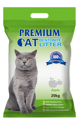 Premium-Katzenklumpstreu aus Bentonit - Apfel für Katzen 20kg