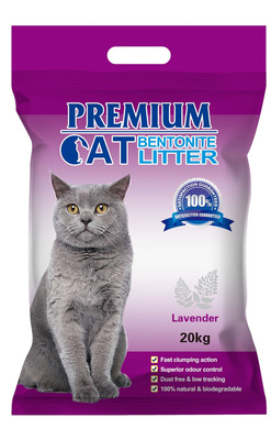 Premium-Katzenklumpstreu aus Bentonit - Lavendel für Katzen 20kg