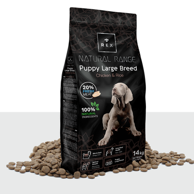 Rex Natural Range Puppy Large Breed Chicken & Rice 14kg + Überraschung für den Hund