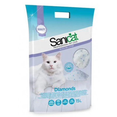 SANICAT Diamonds Silikon-Katzenstreu 15l