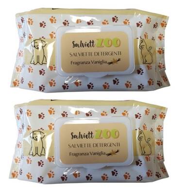 SalviettZOO - Hunde- und Katzenpflegetücher 2x50 Stück (mit Vanille-Duft)