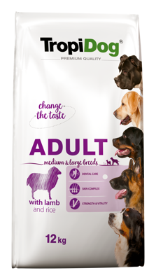TROPIDOG premium adult medium & large breed with lamb & rice 2x12kg