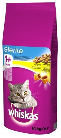 WHISKAS Sterile Huhn Chicken 14kg + GIMBORN Gim Cat Paste Anti-Hairball 50g -3% billiger!!!